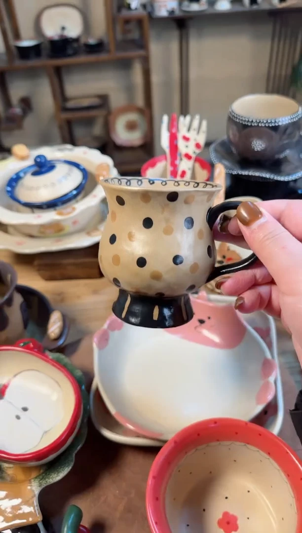 【闪购商品】点点杯子高温瓷器