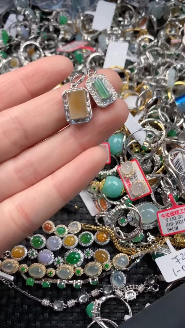 银S925镶嵌戒指翡翠555   7