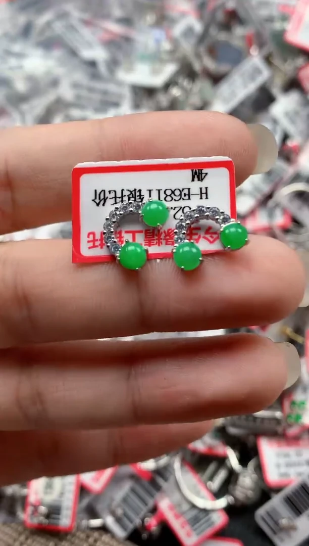银S925镶嵌戒指翡翠天然A货缅甸翡翠