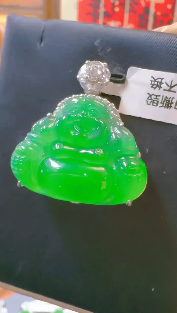 吊坠(赠链)银S925镶嵌翡翠天然A货翡翠