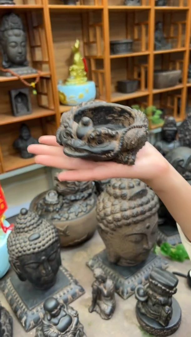 陶土【合成青石】金蟾盆