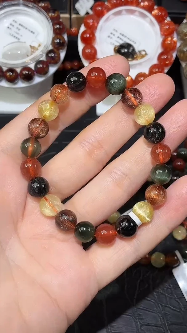 未镶嵌手链水晶澜*宝彩发晶单圈手链