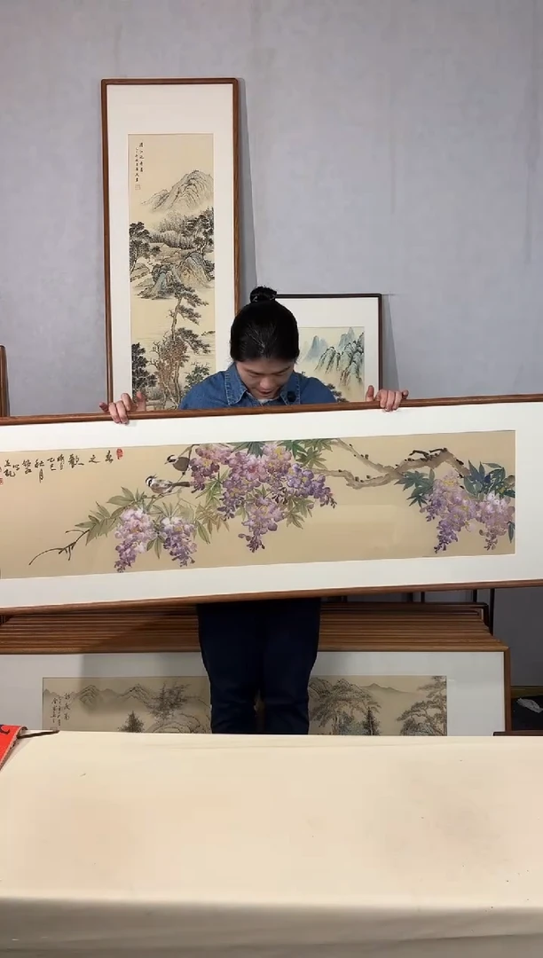 国画手绘*春之歌*52*172cm带框发货