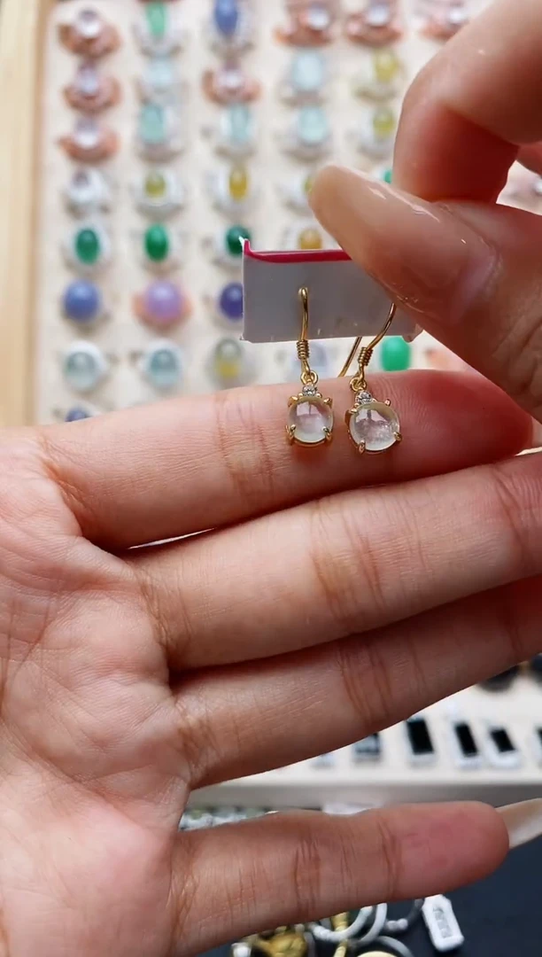 翡翠戒指银S925镶嵌天然缅甸翡翠A货111 6-5