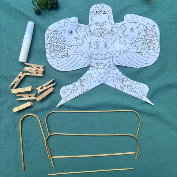 沙燕风筝制作材料包 儿童教学diy手绘涂鸦 填色DIY 涂色金鱼空白