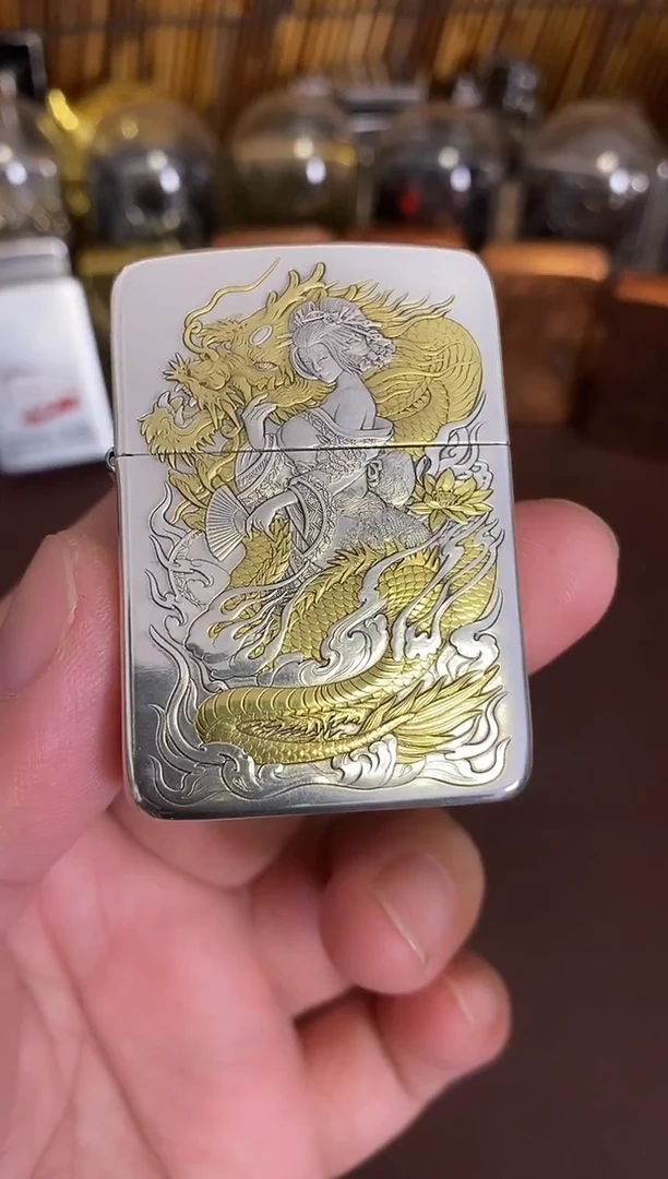 合金镀银鎏金人中龙风