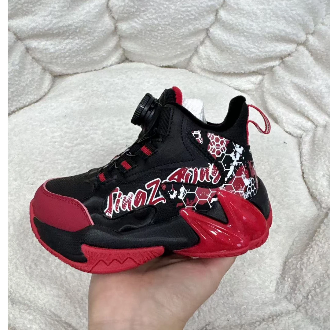 5025儿童高端皮面加绒纽扣高品质机能篮球鞋