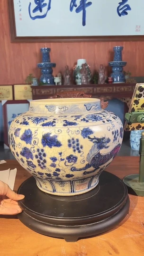 摆件陶景德镇青花大罐