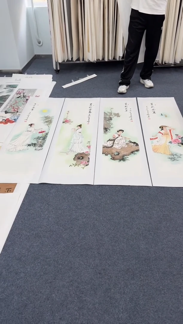 国画四大美女条屏