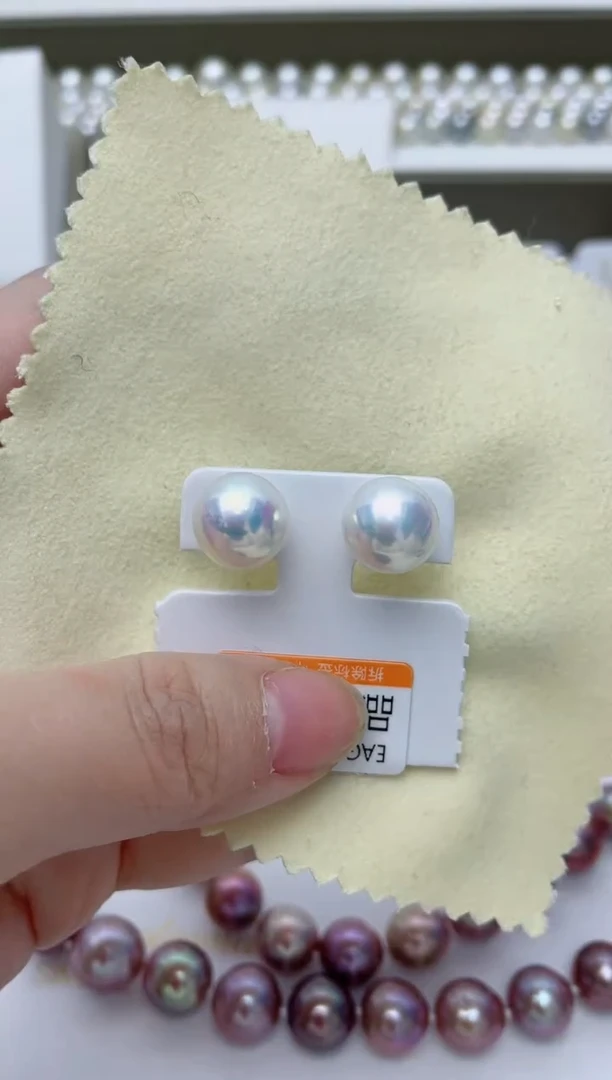 【闪购商品】淡水珍珠耳饰18K金镶嵌A12