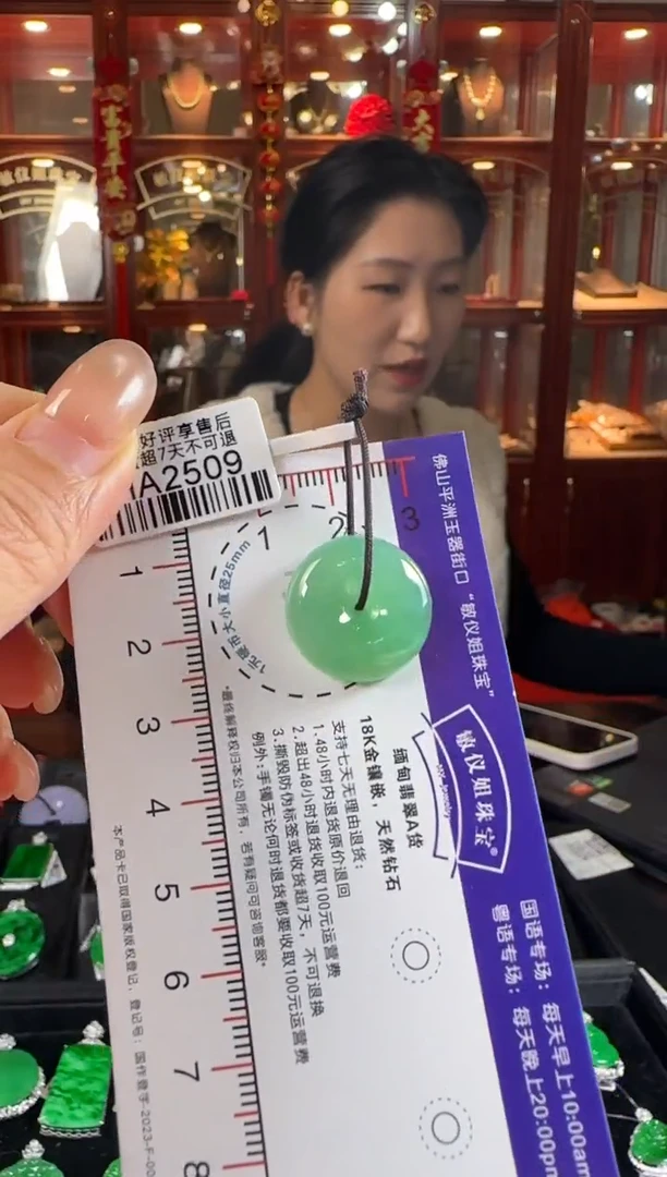 颈饰未镶嵌翡翠HA2509冰绿平安扣