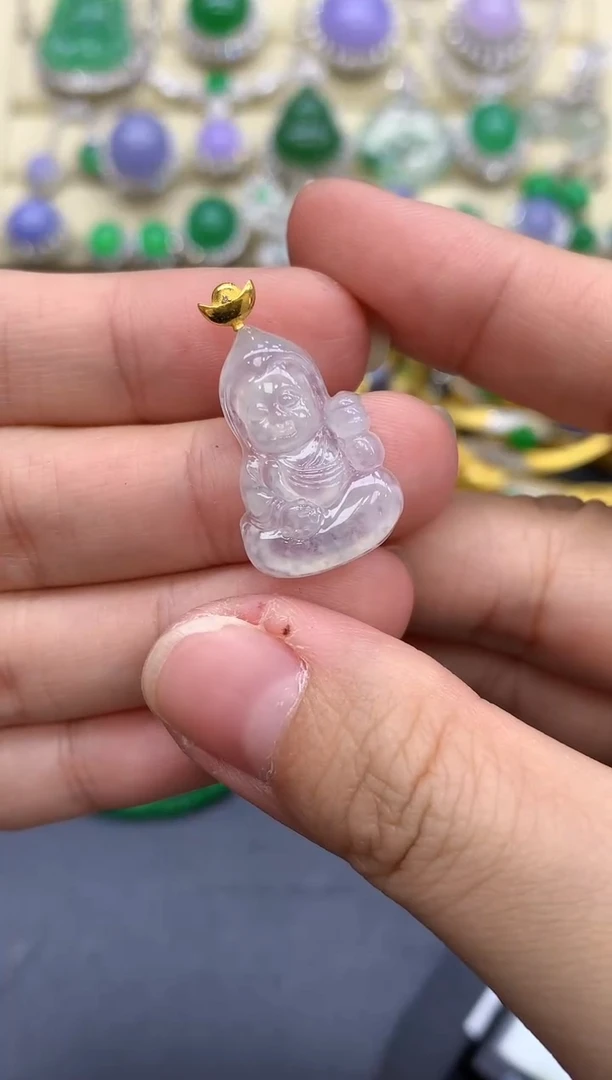 颈饰18K金镶嵌翡翠302-中国好珍宝