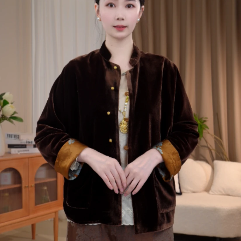 【凤栖语】新中式早秋丝绒双面穿外套女2025C1159-七月杭锦仓
