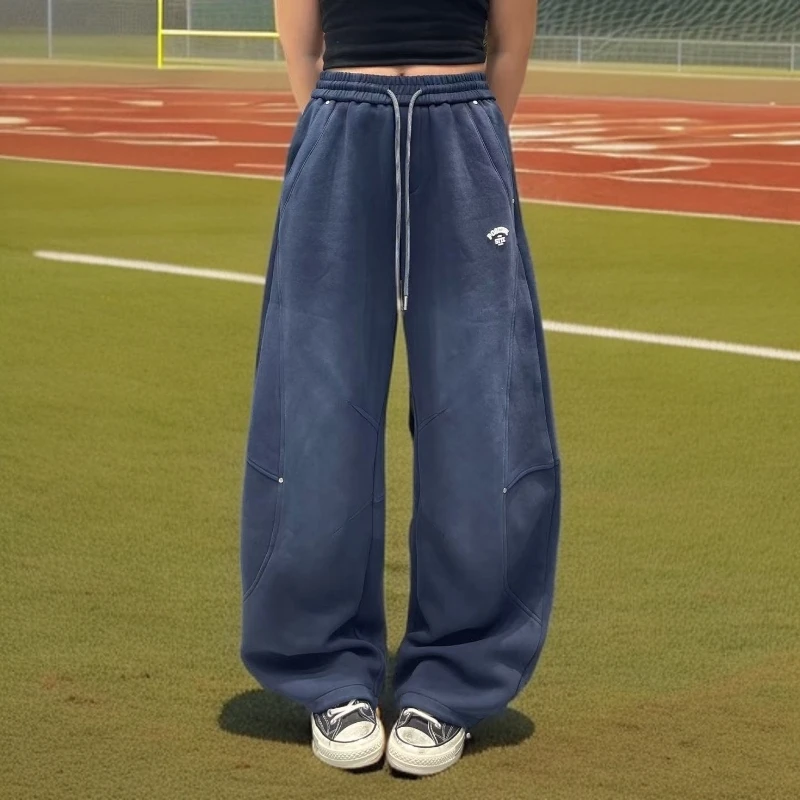 【晚秋浪漫】秋季新款水洗炒色加绒弯刀工装束脚裤女休闲时尚3336-3