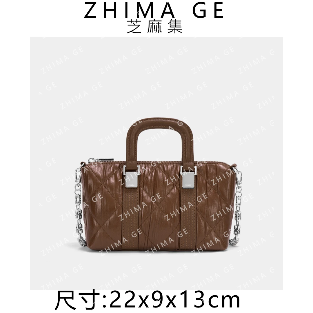 【芝麻集】ZT-D8036-泡芙棕RAIN.CUN潮流时尚百搭腋下斜跨女包