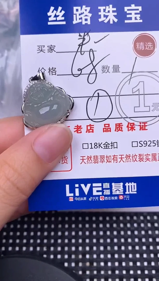 颈饰银S925镶嵌翡翠?*半挂件