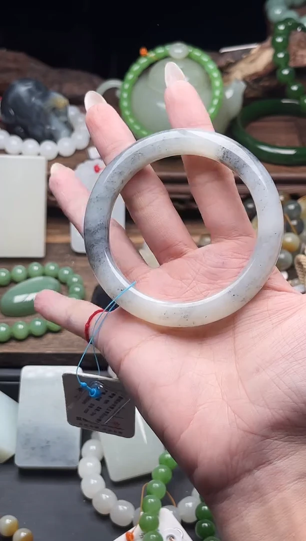 未镶嵌手镯和田玉墨玉青花 56+圈9008981