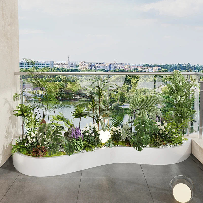 阳台露台不锈钢种植花箱室内户外庭院不锈钢花槽异形家用花箱定制