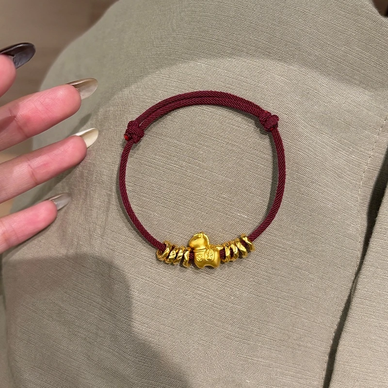 铜合金手链 新中式金色小马跑环手链女时尚百搭高级感本命年手饰