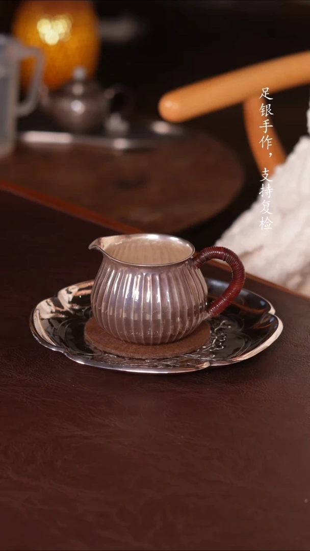 宁菊瓣纯银公道杯