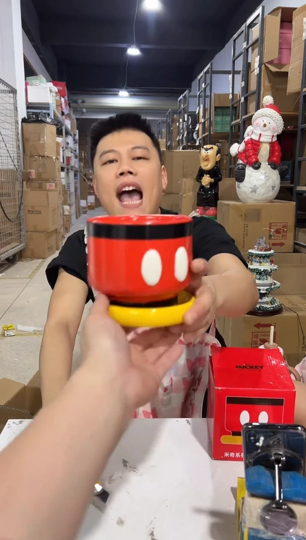 瓷片原盒米奇花盆 陶瓷