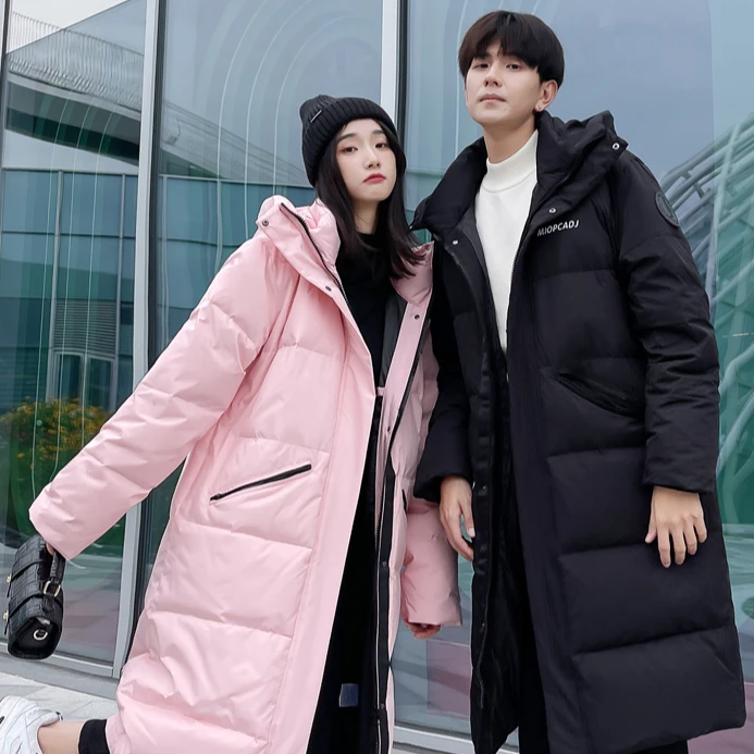 情侣款YRF-2027羽绒服冬季长款过膝加厚冬季羽绒