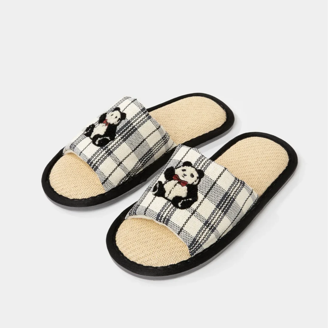 tbh野兽派家居熊猫嘭嘭开口拖鞋室内家居鞋夏季可外穿情侣鞋子