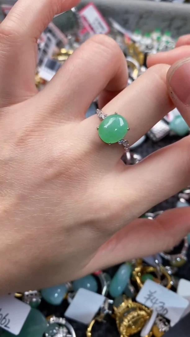 银S925镶嵌戒指翡翠999               5