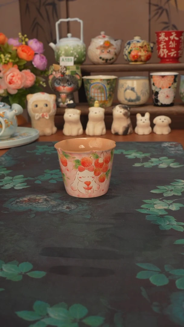 百万   荔枝小兔子花口手握杯