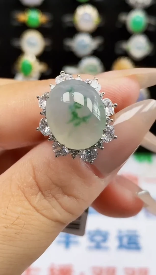 银S925镶嵌戒指翡翠0097