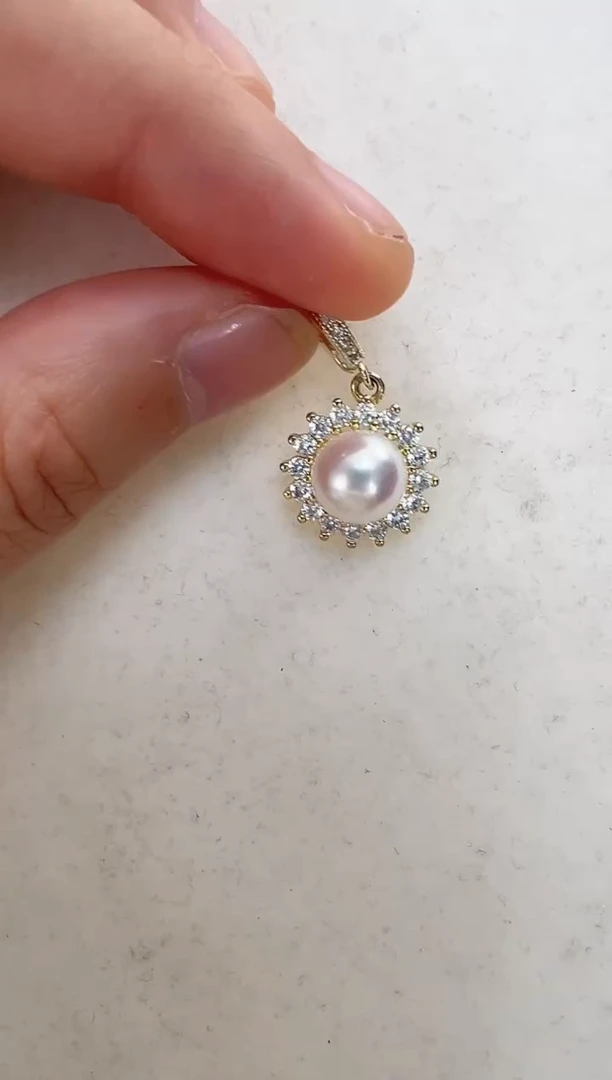 【闪购商品】淡水珍珠耳饰合金太阳花吊坠