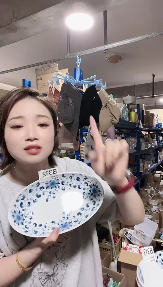 瓷片日本进口瓷器26cm鱼盘菊唐草B312