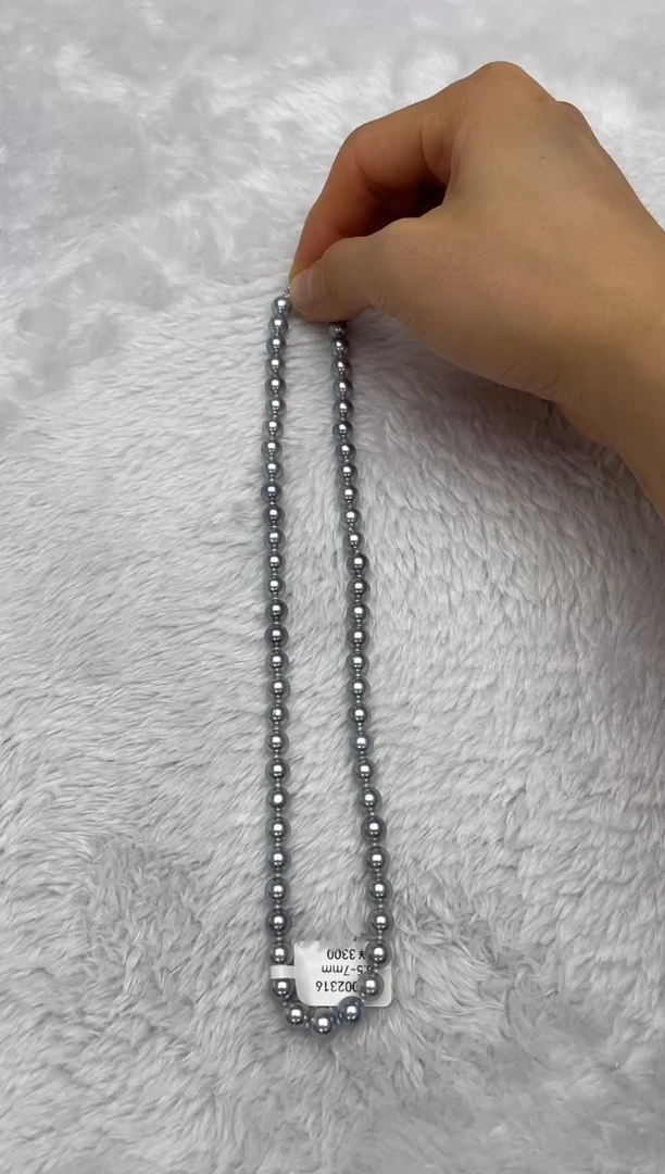 项链银S925镶嵌海水珍珠AK真多麻6.5-7mm