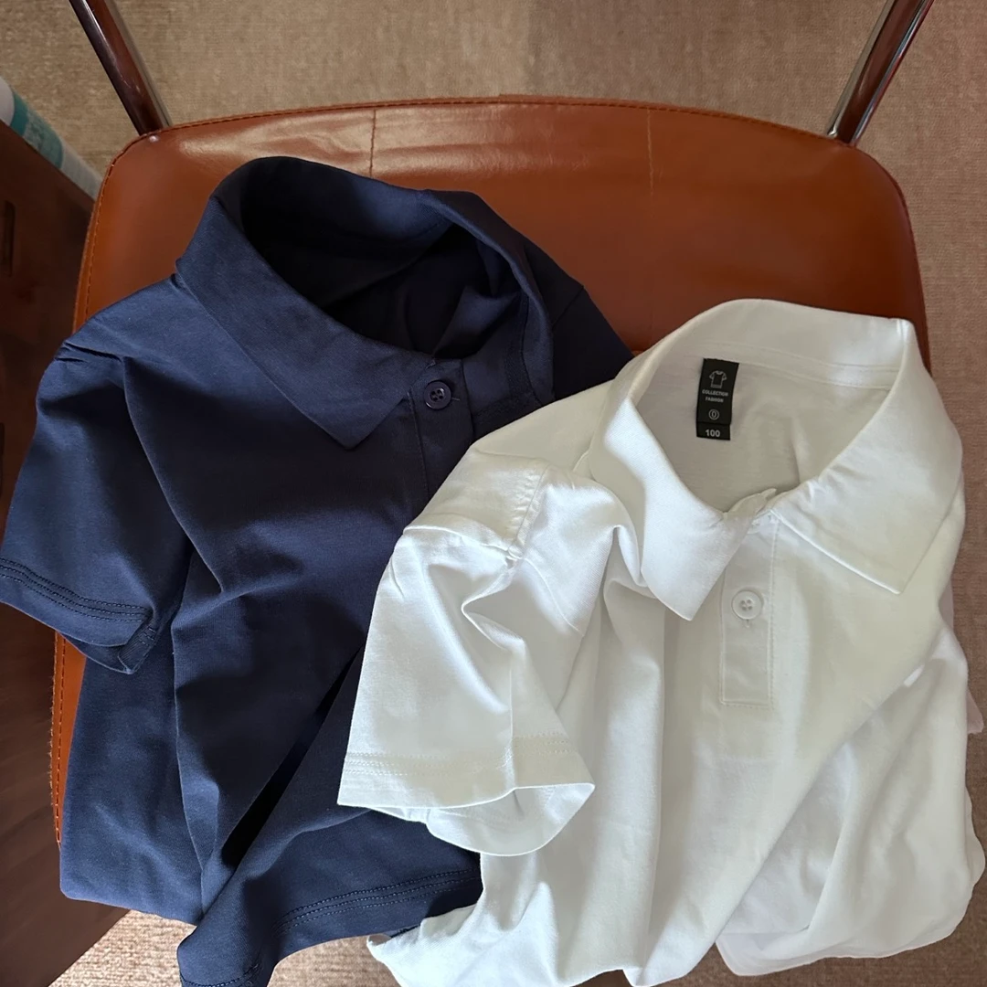 儿童夏季弹棉纯色透气200克polo衫