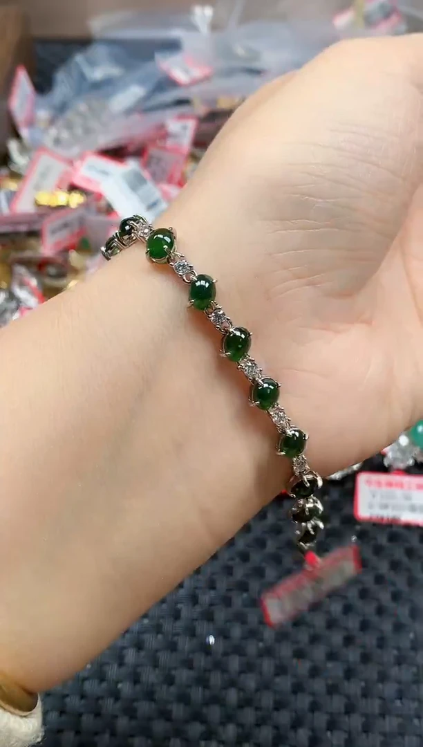 银S925镶嵌戒指翡翠天然A货缅甸翡翠