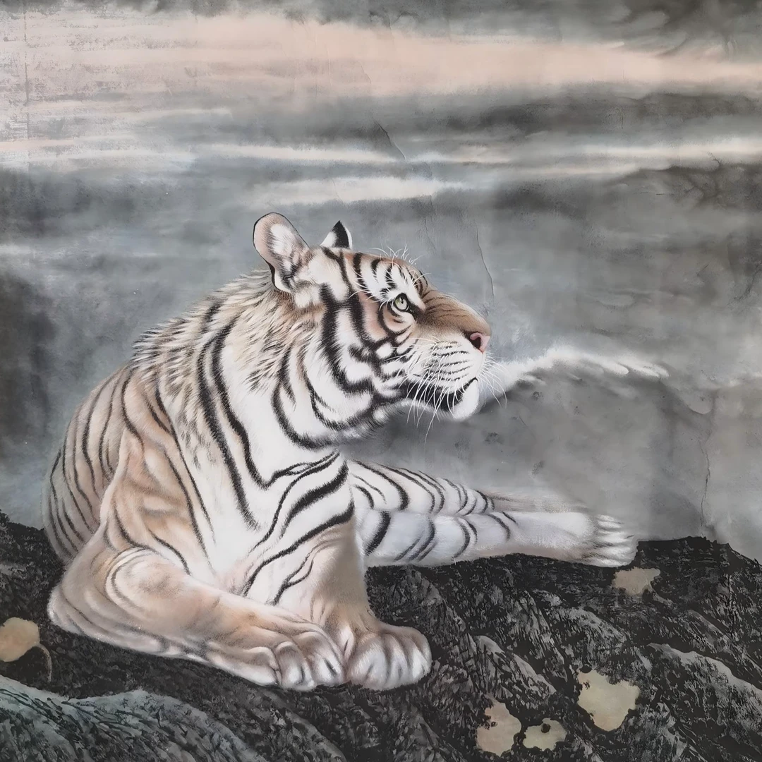 【辽拍】V250709-2-827《虎》（4.1平尺) 纸本镜心 yy0103t