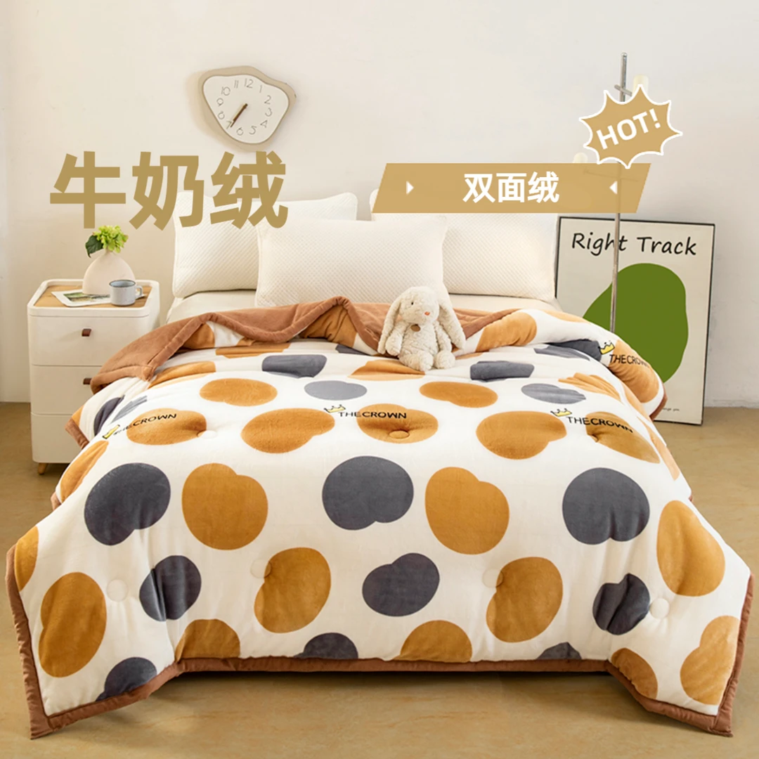 (免费试睡15天)A类牛奶双面绒被子单人被开心波点轻盈版
