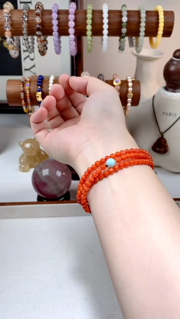 【闪购商品】南红玛瑙手链未镶嵌南红三圈