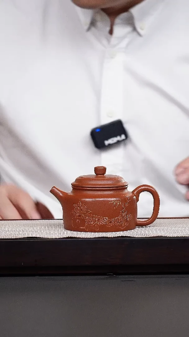 茶壶紫砂鹅黄朱泥刻绘德钟
