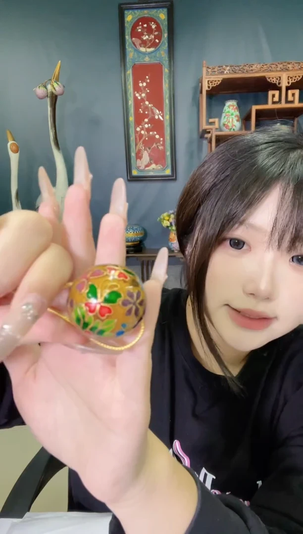 非遗手工景泰蓝单珠吊坠3cm 黄色