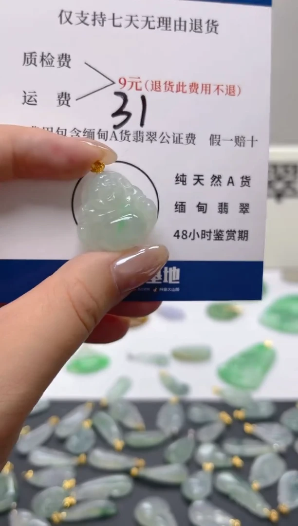 颈饰18K金镶嵌翡翠天然A货翡翠