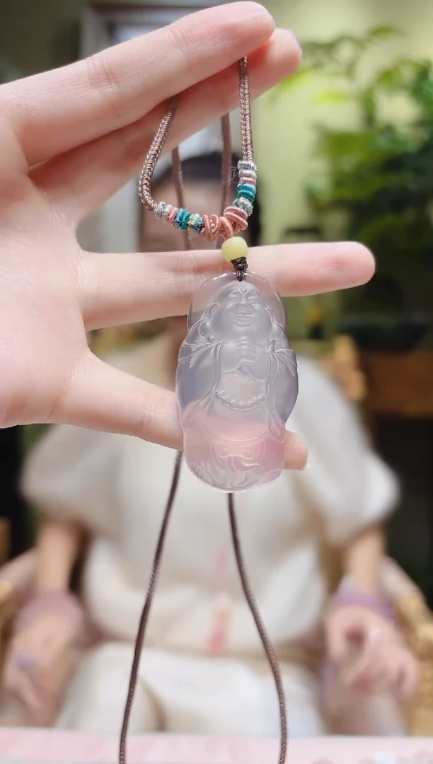 【闪购商品】水晶吊坠未镶嵌粉晶佛公绳编吊坠