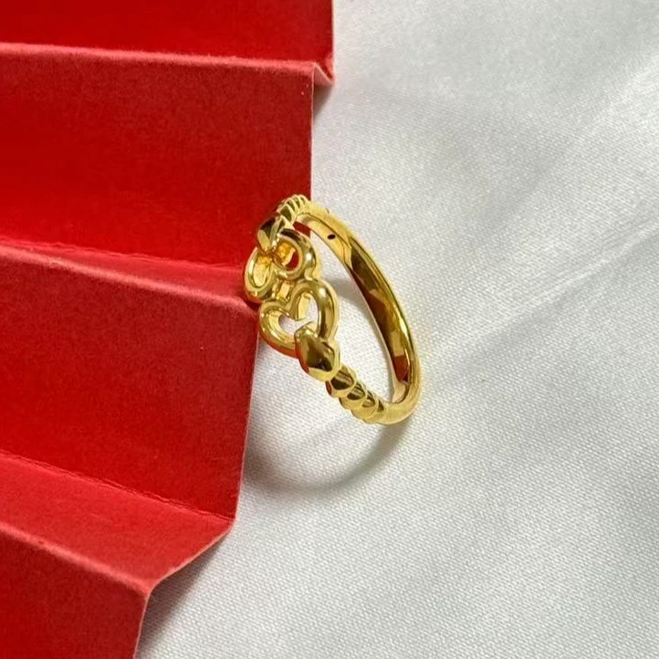 【小鹏黄金】足金999心心相依5D工艺戒指