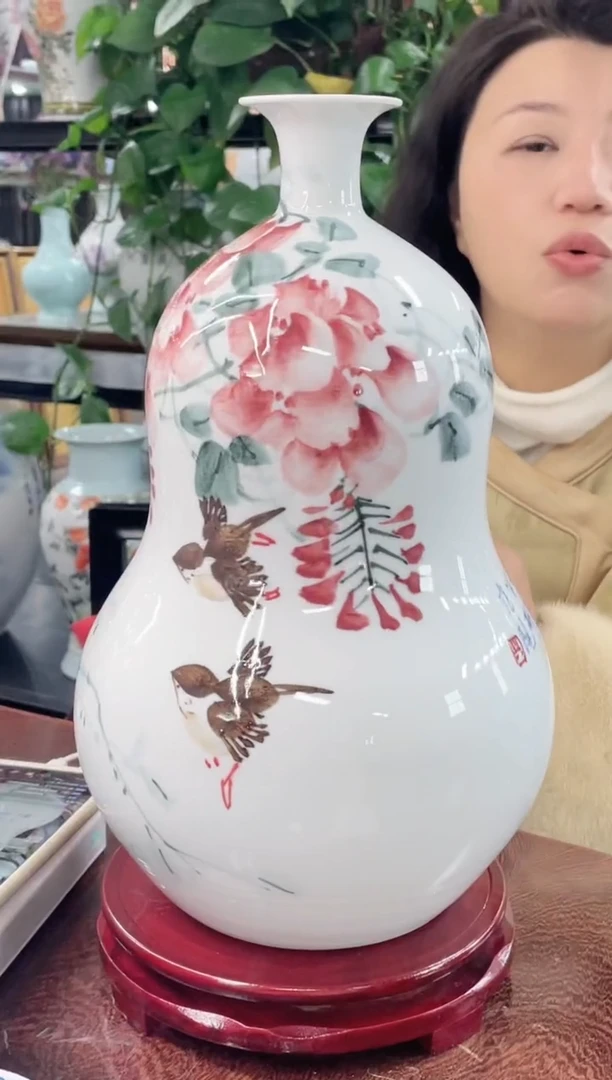 【闪购商品】010陶瓷供应链釉下五彩紫藤花画片葫芦瓶