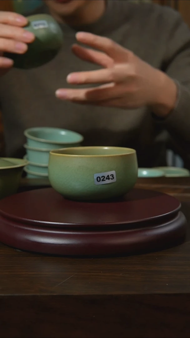 杯子瓷蜗*汝州原产地原矿仿古老釉q