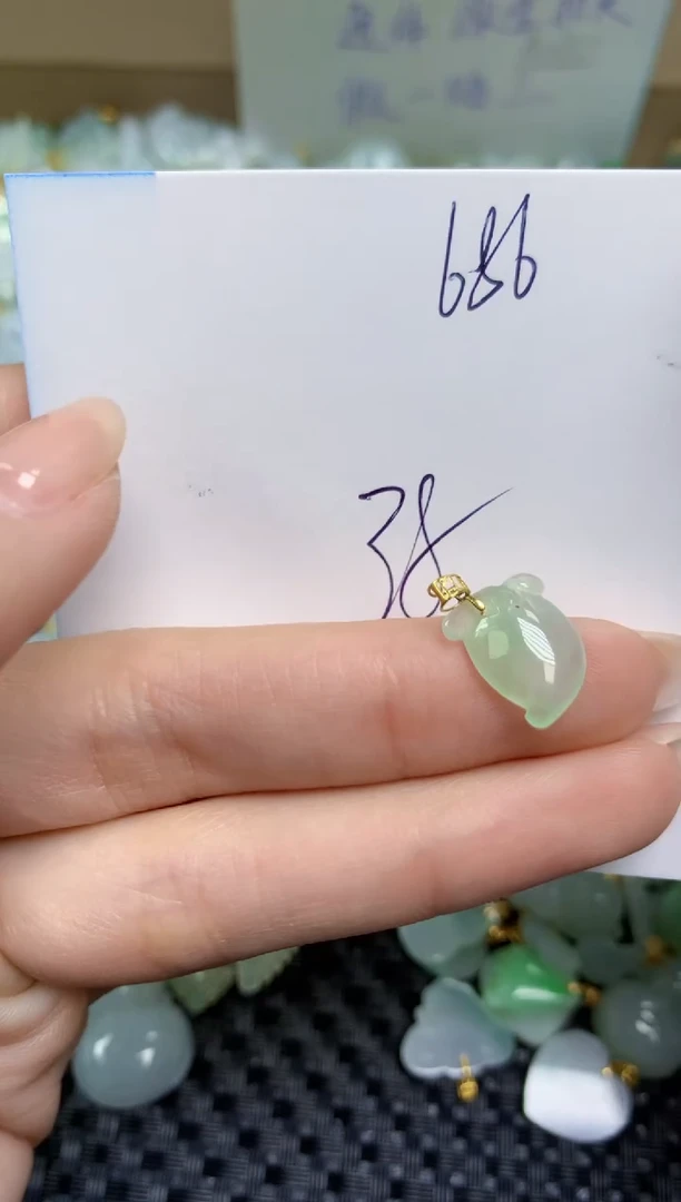 【闪购商品】翡翠颈饰18K金镶嵌天然缅甸A货翡翠