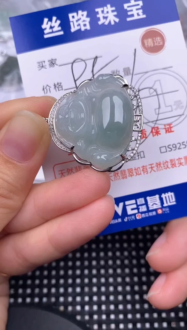颈饰银S925镶嵌翡翠挂件