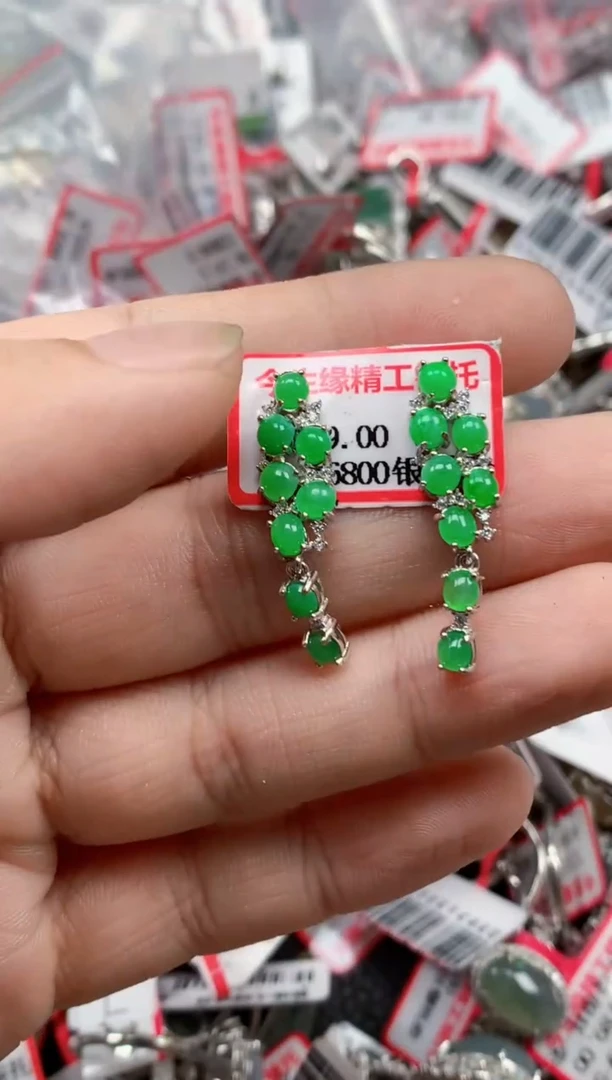 银S925镶嵌戒指翡翠天然A货缅甸翡翠