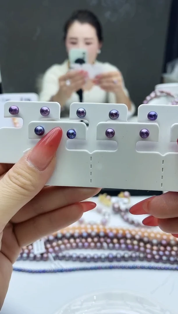 未镶嵌耳饰淡水珍珠紫色系耳饰