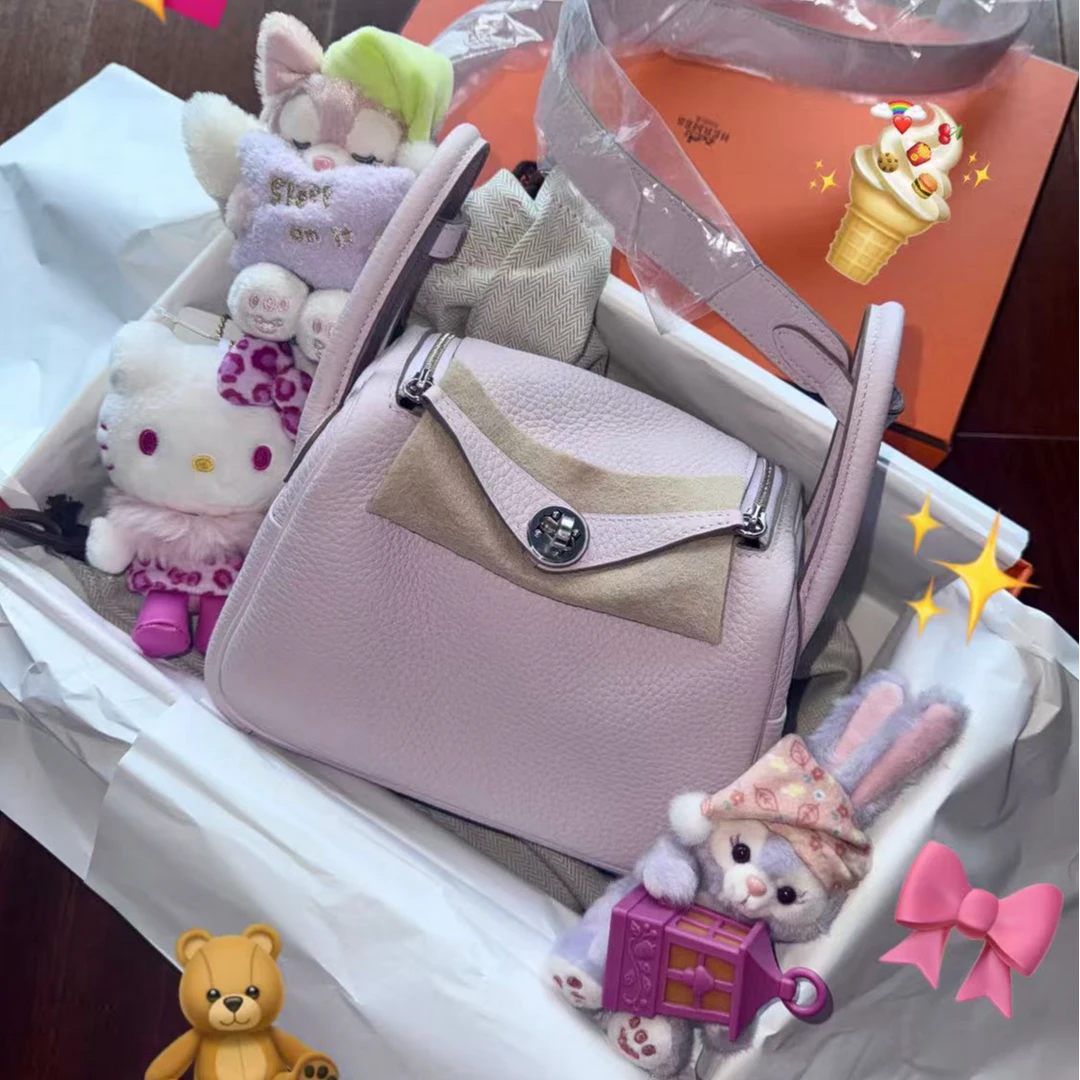 未使用 Hermes/爱马仕 miniLindy梦幻紫内拼tc皮 W刻